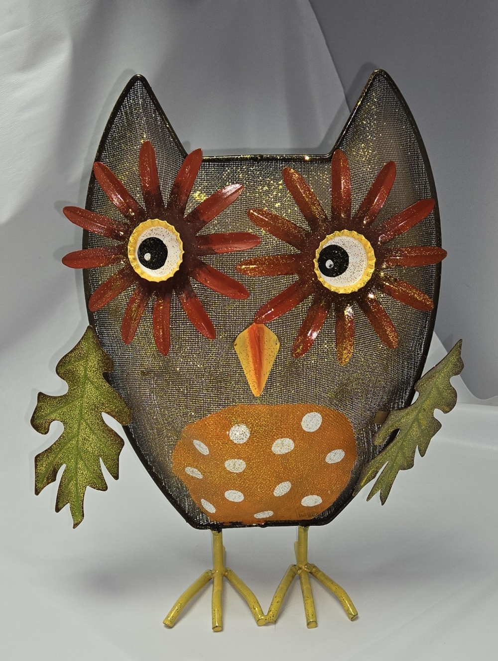 Cracker Barrel Orange and Green Owl Sculpture